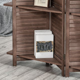 HOMCOM Room Divider, 4 Panel 67" Tall Wood Privacy Screen with 3 Display Shelves, and Folding Storage for Bedroom or Home Office, Walnut HOMCOM