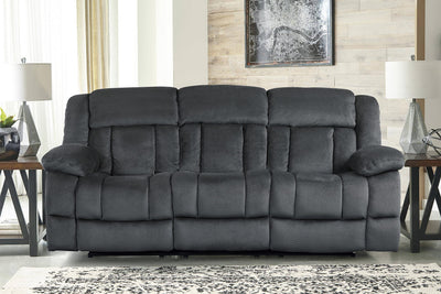 Lexicon Home Theater Seating, Wall Hugger Manual Reclining Sofa, 3-Seat Dual Recliner Sofa for Living Room, 90" W Sofa, Charcoal