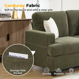 HOMYKA Loveseat Sofa, 60" Corduroy Couch with Side Pocket, Removable Pillow and Cushion Cover 2 seat Couches, Comfy Modern Small Couch for Living Room, Small Spaces, Dorms, Office, Green HOMYKA
