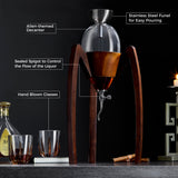 Woodronic Decanter Set for Men with 12.5 oz Whiskey Glasses, 68 oz Crystal Glass Liquor Decanter with Solid Wood Stand and Lid for Bourbon Vodka, Birthday or Valentine's Day Gift for Him Woodronic