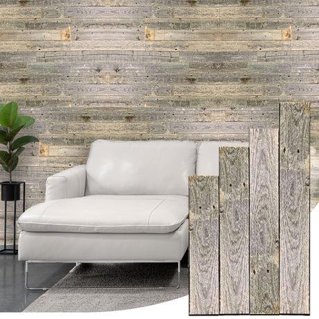 BARNWOODUSA Real Reclaimed Wood Planks - Easy Nail-Up Shiplap Panels for Rustic Wood Wall Paneling (Natural Weathered Gray, 3 Square Feet) BarnwoodUSA LLC