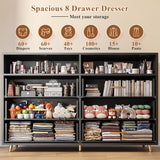 EnHomee Black Dresser with LED Lights, Wood Dresser for Bedroom with Wide Large Drawers and Metal Handles, Elegant Chest of Drawers for Clothes Storage Living Room Hallway Entryway, 47.2" W EnHomee