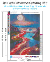 KINPLUB 5D Diamond Painting Kits for Adults, Moon Landscape Diamond Art Kits for Beginners, DIY Full Round Drill Paint by Diamonds, Home Wall Decor 12 x 16 Inch KINPLUB