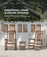 KINGYES HDPE Rocking Chairs Outdoor, Patio Rocking Chairs with 330lbs Support, Smooth Porch Rocker for Deck Lawn Yard, Brown KINGYES