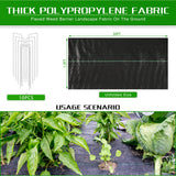 1.3FT x 50FT Weed Barrier Landscape Fabric Heavy Duty, 3.2oz Premium Gardening Weed Control Mat with 10 U-Shaped Securing Pegs, Ground Cover for Garden Beds, Farming, Underlayment, Commercial Driveway Kijamilee