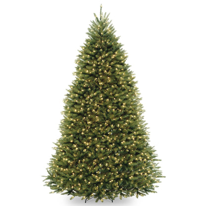 National Tree Company Pre-Lit Artificial Full Christmas Tree, Green, Dunhill Fir, White Lights, Includes Stand, 9 Feet