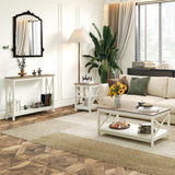 Sophia & William Farmhouse Coffee Table with Storage Shelf for Living Room, Ivory Sophia & William