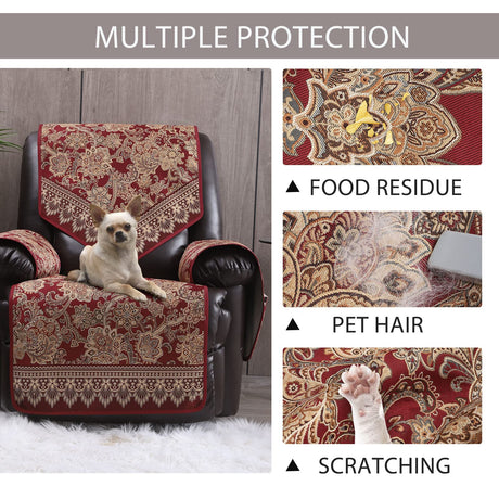 LUFEIJIASHI Recliner Chair Covers Non Slip Waterproof Large Recliner Covers for Leather Recliner,Electric Reclining Chair Covers for Living Room Dog Sofa Furniture Protective Cover Red LUFEIJIASHI