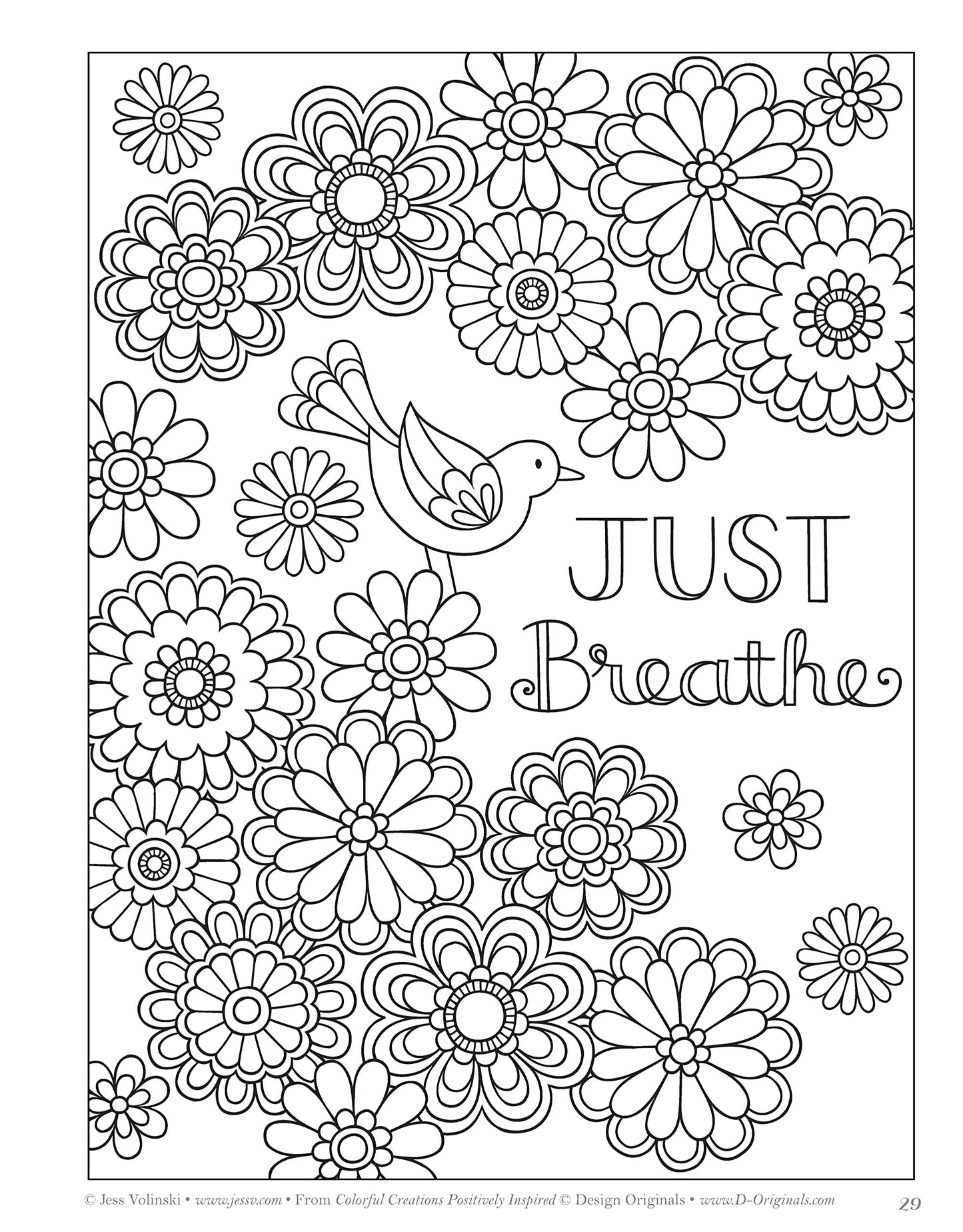 Colorful Creations Positively Inspired Coloring Book: Coloring Book Pages Designed to Inspire Creativity! (Design Originals) 32 Uplifting Designs from Jess Volinski, the Artist of Notebook Doodles