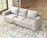 VanAcc Modern Sofa, 92 inch 3 Seater Sofa with Stylish Thick Armrest, Upholstered Button Tufted Couch for Living Room, Apartment, Linen Beige Oversized Couch VanAcc