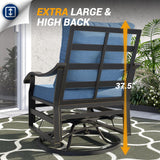 UDPATIO Outdoor Swivel Rocker Chairs, 3 Piece Metal Patio Rocking Chairs with Blue Padded Cushions Patio Bistro Furniture Set with Side Table for Porch Balcony Backyard, Blue UDPATIO