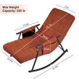 VECELO High Back Nursery Rocking Chair with Foot Rest, Teddy Upholstered Reclining Glider Rocker, Comfy Armchair Padded Seat Removable Side Pockets for Living Room, Bedroom, Balcony VECELO