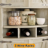 IRONCK Tall Corner Cabinet with 3 Wine Racks, Farmhouse Storage Cabinet with 4 Doors and Adjustable Shelves, Barn Door Design, Corner Bar Cabinet for Living Room, Kitchen, Laundry Room Rustic Maple IRONCK