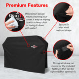 GrillTough Heavy Duty BBQ Grill Cover for Outdoor Grill, 58 Inch – Waterproof, Weather Resistant, UV & Fade Resistant with Adjustable Straps – Gas Grill Cover for Weber, Genesis, Charbroil, etc. Black GrillTough