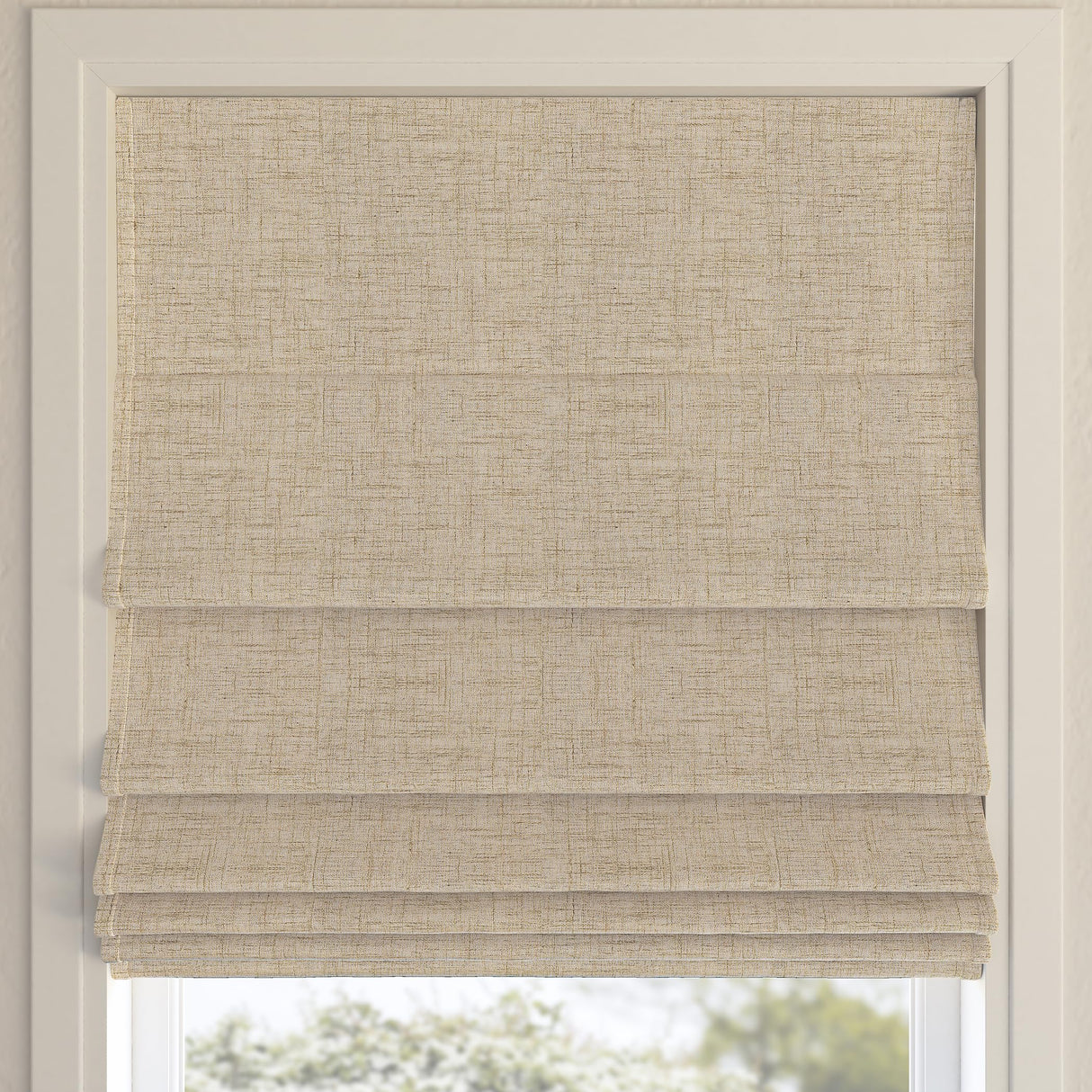 Sun Zero Seraphina Textured 100% Blackout Cordless Roman Shade, 31" x 64", Taupe Sun Zero