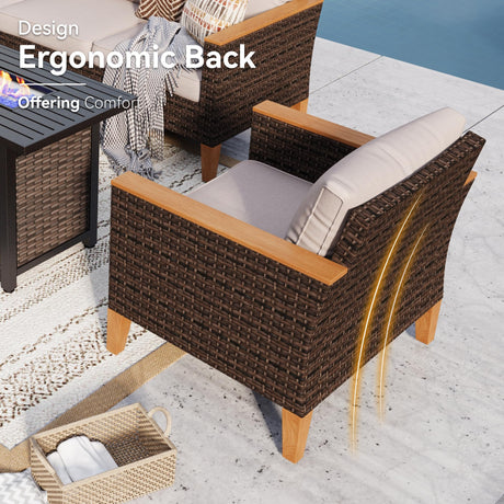 GREEN PARTY 7 Pieces Wicker Patio Furniture Set, All-Weather Outdoor Rattan Patio Sectional Sofa Conversation Set 7 Seats with 4" Thick Cushions for Garden, Backyard, 2 x Ottomans GREEN PARTY