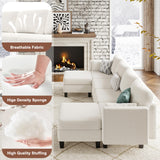 Huatean Home Modular Sectional Sofa, Convertible U Shaped Sofa Couch with High Density Memory Foam, 6 Seat Comfy Modular Sofa Couch for Living Room, Modern U Shaped Sectional Sofa, Ivory Beige Huatean Home