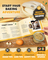 Crustlove Cast Iron Dutch Oven for Bread Baking - incl. Sourdough Bread Baking Supplies like Banneton Bread Proofing Basket - 5QT Cast Iron Bread Oven with Lid Bread Banking Pan Pot Scoring Tool Lame CRUSTLOVE