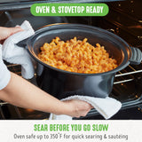 GreenLife 6 Quart Ceramic Slow Cooker, PFAS-Free, Programmable, Removable Healthy Nonstick Pot for Family Meals, Sear on Stovetop, Keep Warm, Digital Timer, Dishwasher Safe Glass Lid, Periwinkle GreenLife