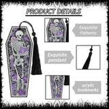 8 Pcs Gothic Skeleton Diamond Art Bookmarks Kit, Skull Halloween Diamond Painting Bookmarks with Tassels for Adults, DIY Horror Book Mark Craft Set for Women Men Reading Lovers CRASHOT