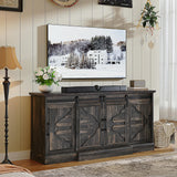 YITAHOME TV Stands with Power Outlets for 70/65 Inch Television, Modern Farmhouse Entertainment Center TV Media Console with Barn Sliding Doors & Adjustable Shelf for Living Room, Dark Rustic Oak YITAHOME