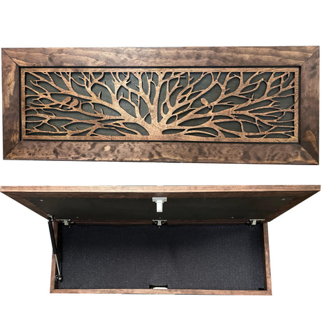 Large Wood Hidden Gun Cabinet Birds In A Tree Wall Decoration - Hidden Gun Safe To Securely Store Your Gun In Plain Sight by Bellewood Designs Bellewood Designs