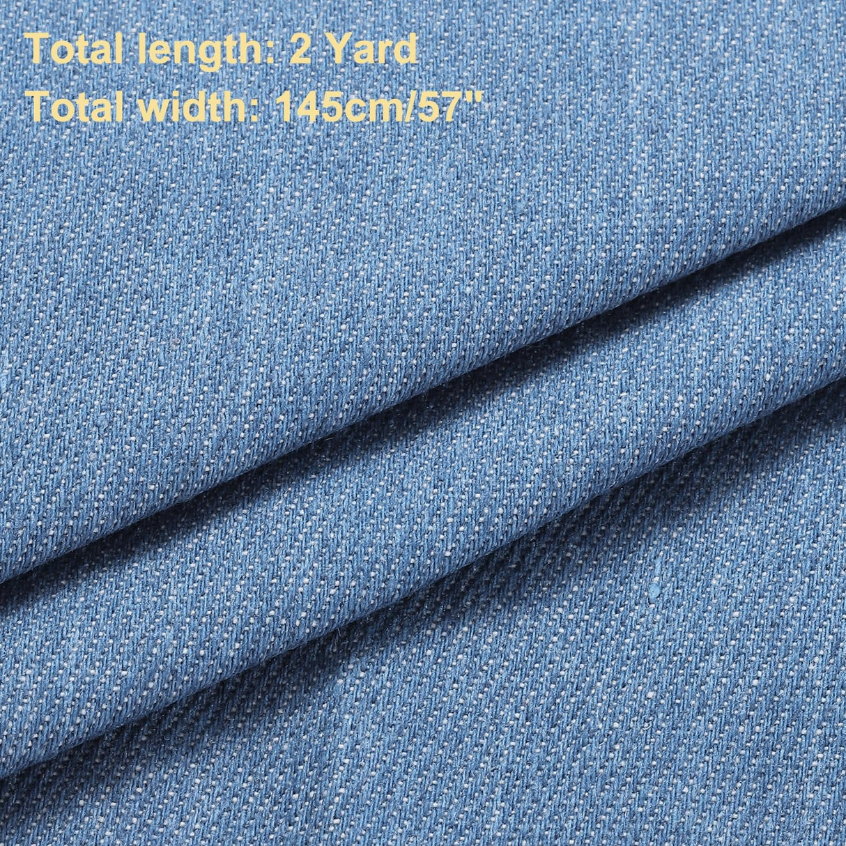 MECCANIXITY 10OZ Denim Fabric, 57 Inch Stretch Cotton Denim Material 2 Yard by The Yard for Sewing Quilting Clothes Fabric DIY Craft,Light Blue MECCANIXITY