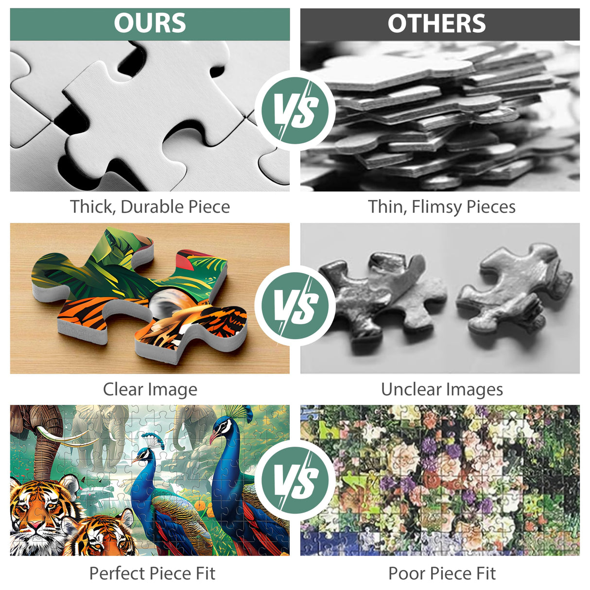 Jigsaw Puzzles for Adults 500 Pieces Puzzle Elephant Tiger Puzzle for Adults Children Elderly Puzzles Peacock Animal Puzzle 500, Home Decor Gift Family Game for Men Women Elders Seniors (20.5"x15") Jeacirio