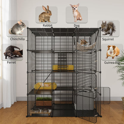 YITAHOME 4 Tier Cat Cage Large with Hammock Outdoor Cat Enclosure Catio Metal Kennels for 1-3 Cats, Indoor DIY Detachable Pet Playpen - WoodArtSupply