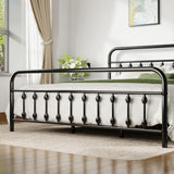 Allewie 14 Inches King Size Metal Platform Bed Frame with Victorian Style Iron-Art Headboard/Footboard, Mattress Foundation, Easy Assembly, Under Bed Storage, No Box Spring Required, Black Allewie