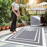OLANLY Outdoor Rug 5x8 ft Waterproof, Reversible Outdoor Plastic Straw Rug, RV Mat, Indoor Outdoor Carpet Clearance for Patio, Camping, Balcony, Deck, Backyard, Grey & White OLANLY