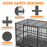 BOLDBONE 54/48/42/38 inch Heavy Duty Indestructible and Escape-Proof Dog Crate Cage Kennel for Large Dogs, High Anxiety Dog Crate with Removable Crate Trays, Wheels and Double Door, Extra Large XL XXL BOLDBONE