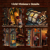 FUNPOLA LED 3D Puzzle Magic Station Book Nook Kit - Interactive 3D Wood Puzzle LED Magical Miniature with Infinite Extension Space - DIY Bookshelf Insert Decor Gifts FUNPOLA