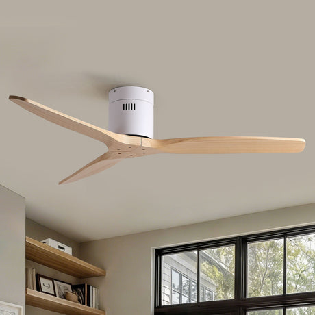 Low Profile Flush Ceiling Fan Without Light - Matte White / White HouseOfZazla