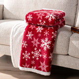 PAVILIA Premium Christmas Sherpa Throw Blanket | Red Snowflake Decoration, Fleece, Plush, Warm, Cozy Reversible Microfiber Holiday Blanket 50 x 60 PAVILIA