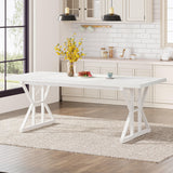 Tribesigns Farmhouse Dining Table for 6 People, 70.8-Inch Rectangular Wood Dining Table, Rustic Kitchen Table with Heavy Duty Metal Legs for Dining Room Tribesigns