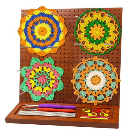 Crochet Blocking Board with 16 Pegs, 11x11 Inch: Granny Square Blocking Board - Gifts for Women, Mom, and Mother, Blocking Boards for Crochet Projects VEIYAILU