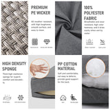 WAROOM Patio Furniture Set 6 Piece Outdoor Patio Set Grey Wicker Balcony Furniture Conversation Sets PE Rattan Couch Sofa with Coffee Table, Grey Cushion WAROOM