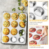 E-far Muffin Pan 12-Cup, Set of 2, Stainless Steel Cupcake Pan Metal Muffin Baking Tins for Oven, Regular Size & Easy Clean, Non-toxic & Dishwasher Safe-2 Pack E-far