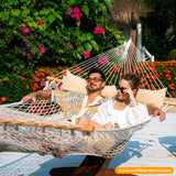 Lazy Daze Hammocks 12FT Double Rope Hammocks, 2 Person Hand Woven Cotton Hammock with Spreader Bar for Outdoor, Indoor, Patio, Poolside, FIT 13-15 Foot Stand, Max 450 Lbs, Natural, 141 x 57 inches Lazy Daze Hammocks