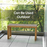 Bamboo Natural 36 inch Wooden Bench, Small Wood Benches for Entryway, Living & Dining Room, Kitchen, Bedroom, Bathroom, Hallway, Front Door, For Indoor & Outdoor Patio Use, Mid Century Modern Decor SWEVEN