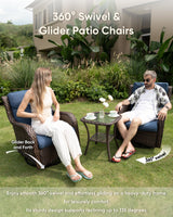 HUMMUH 8 Pieces Outdoor Patio Furniture Set with Fire Pit,L-Shaped Modular Sectional Couches with Swivel Patio Chairs,Wicker Conversation Set for Deck,Backyard,Porch,Garden HUMMUH