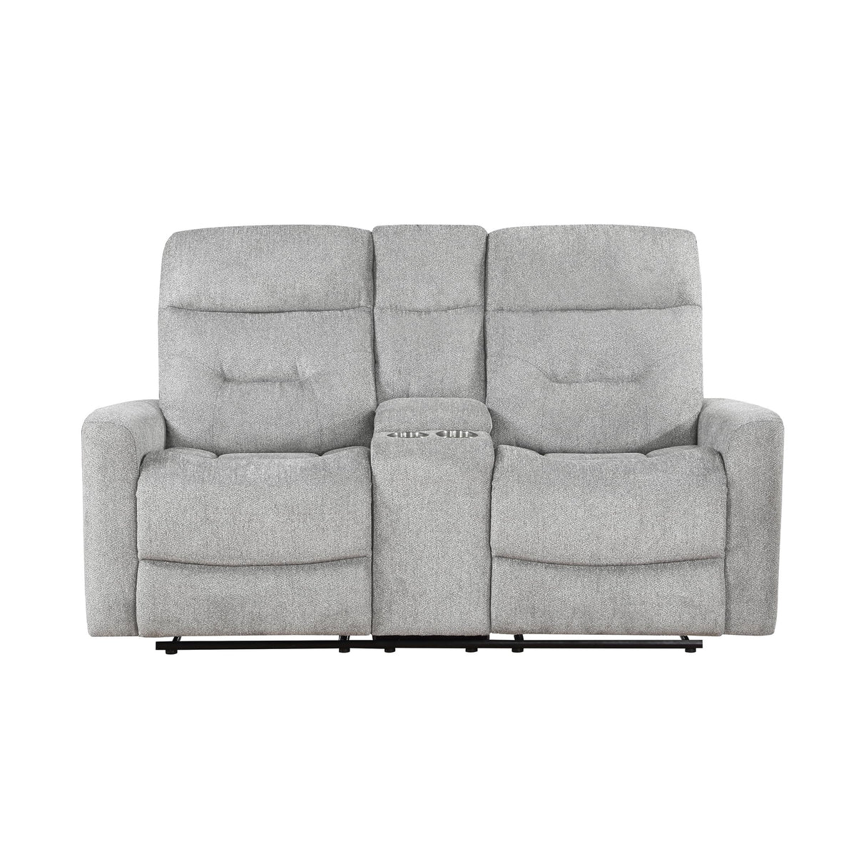 Lexicon Recliner Sofa for Living Room, Double Recliner RV Couch, Manual Wall Hugger Recliner Home Theater Seating Chenille Reclining Sofa, 58''W Loveseat with Center Console, Grey Lexicon