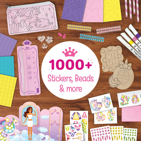 Imagimake Unicorn Craft Kit | 20+ Mess Free Activities | Bracelet Making Kit, Magnetic Board Princess Dress Up, Unicorn Stickers and More | 5,6,7,8 Year Old Girl Birthday Gift | Crafts for Girls 8-12 Imagimake