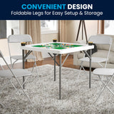 Flash Furniture Silas 34.5" Square Folding Card Table with Felt Green Surface and Cup Holders, Portable Folding Game Table for 4 Players, White/Green Flash Furniture