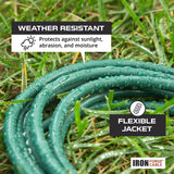 Iron Forge Cable Weatherproof Outdoor Extension Cord 100 ft, 16/3 SJTW Heavy Duty Green Extension Cord 3 Prong, Power Cable Great for Outside, Outdoor Lights, Lawn & Landscaping - US Veteran Owned IRON FORGE CABLE