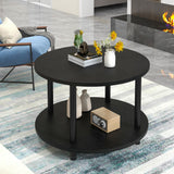 VERFARM 23.6" Round Coffee Table, 2-Tier Small Circle Coffee Table with Storage, Modern Center Accent Table with Metal Frame, Side Table End Table for Small Space, Living Room, Office, Black VERFARM