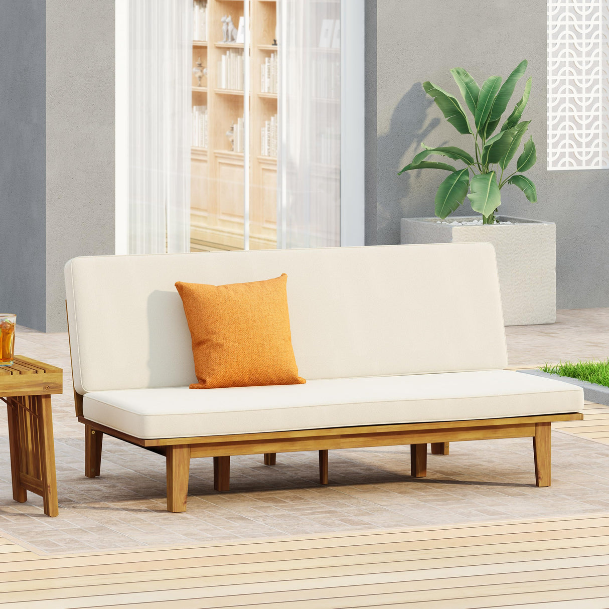 Christopher Knight Home Jill Daybed, Teak + Beige Christopher Knight Home