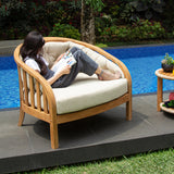 Cambridge Casual Barnese Wood Oversized Patio Lounge Chair, Natural Teak/Tan Cushion Cambridge Casual