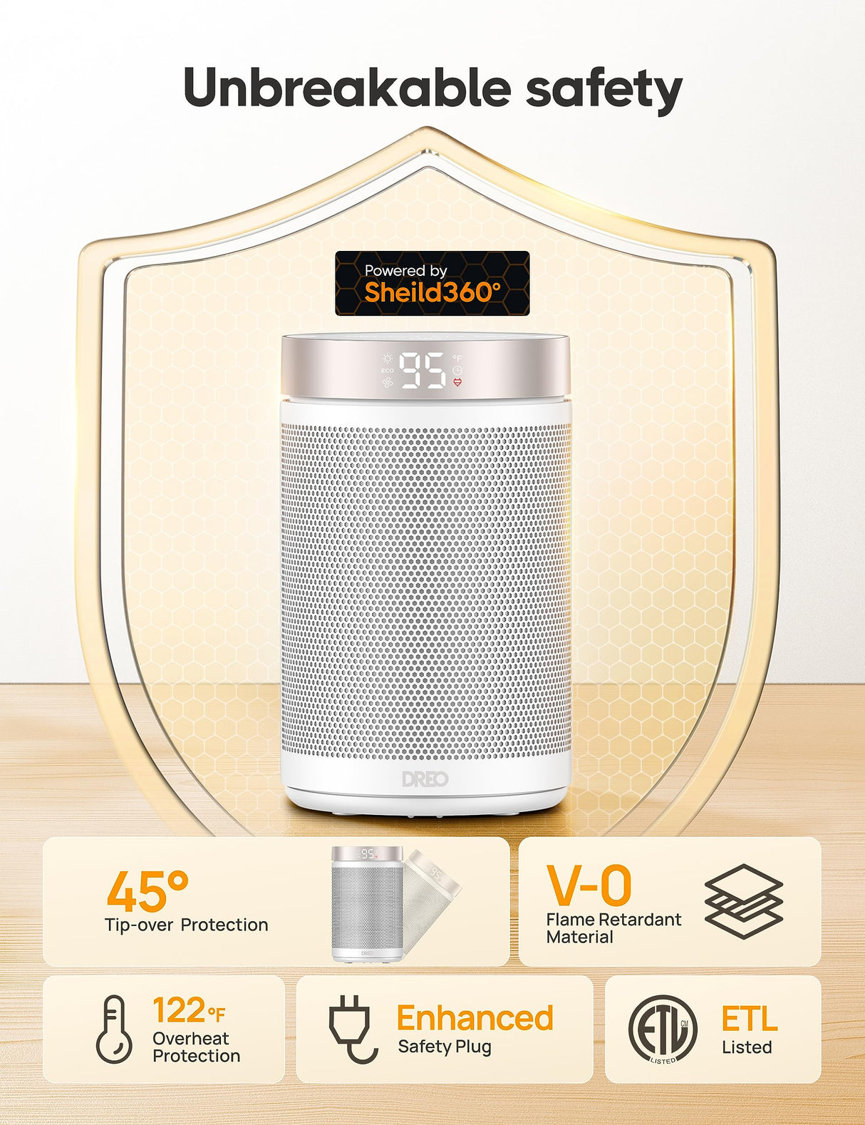 Dreo Space Heater, Portable Electric Heaters for Indoor Use with Thermostat and Remote, 2024 Upgraded, Digital Display, 12H Timer, 5 Mode, 1500W PTC Ceramic Fast Safety Heat for Office Bedroom Home Dreo